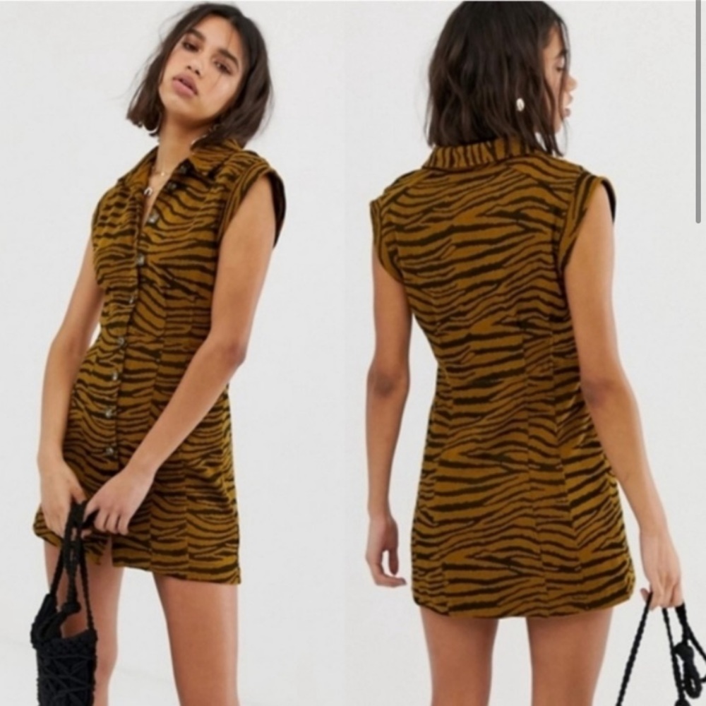 Free People Us and Them Mini Dress - Olive and black
